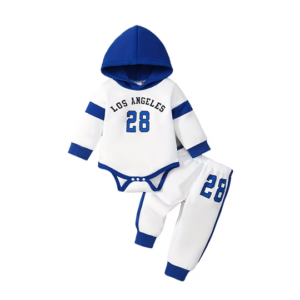 Boys' 'LOS ANGELES 28' Hooded Romper & Joggers Set
