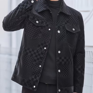Men's Checkered Jacket with Lapel