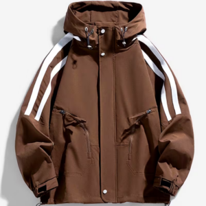 Men's Casual Loose Striped Hooded Jacket