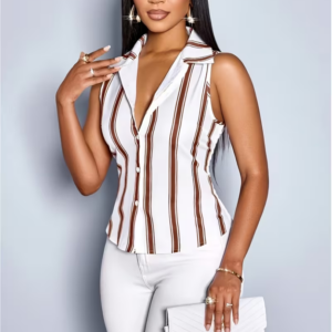Sleeveless Shirt Single-Breasted Vest Elegant Top